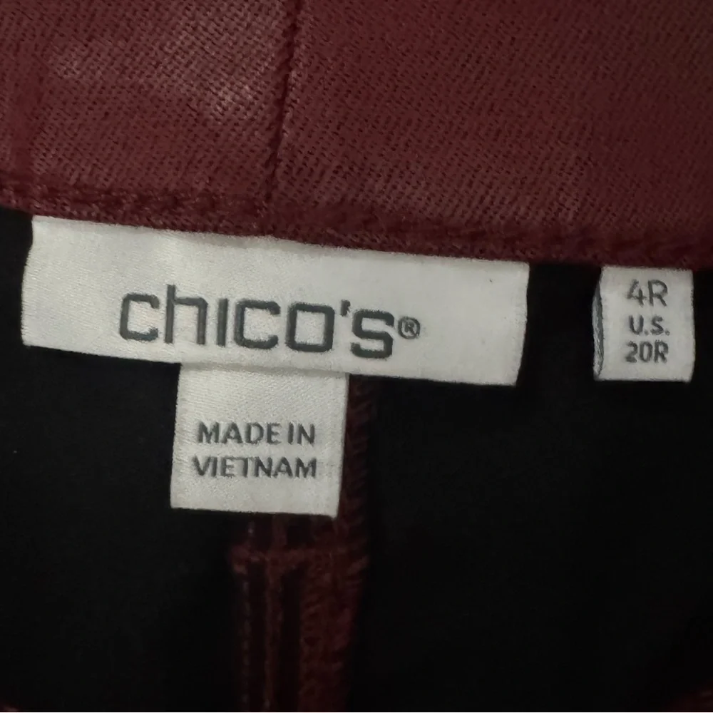 Chico's Burgundy Coated So Slimming Ankle Pants Size 20